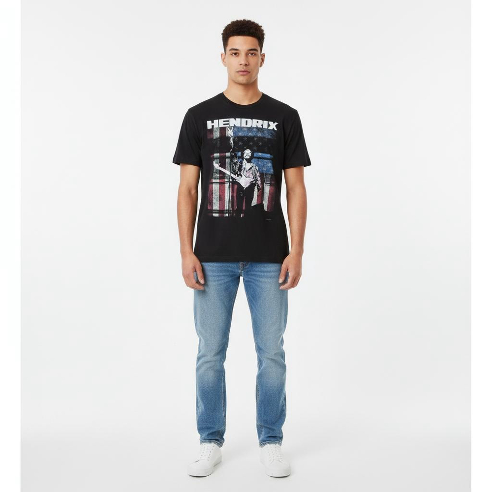 Men's Authentic Hendrix Short Sleeve Tee M Black Red